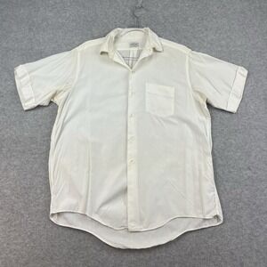 Vintage White 50s 60s Dress Shirt Loop Collar Broadcloth Pima Cotton‎ MCM Mens L